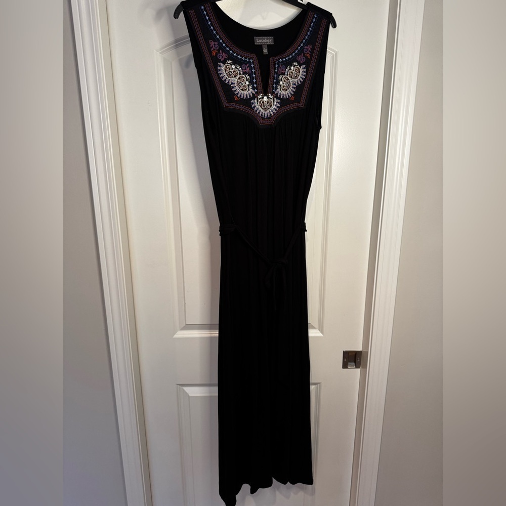 Luxology maxi dress black women’s size large - Picture 3 of 10